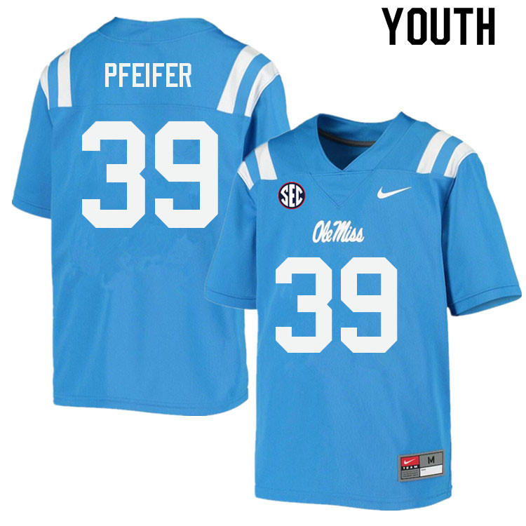 Joshua Pfeifer Ole Miss Rebels NCAA Youth Powder Blue #39 Stitched Limited College Football Jersey HSO0758ST